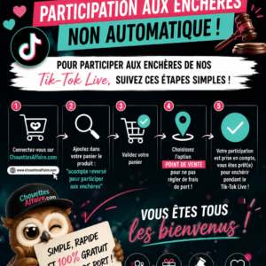 Acompte reversé de 10€ pour participer aux enchères non automatique sur Tik Tok shop