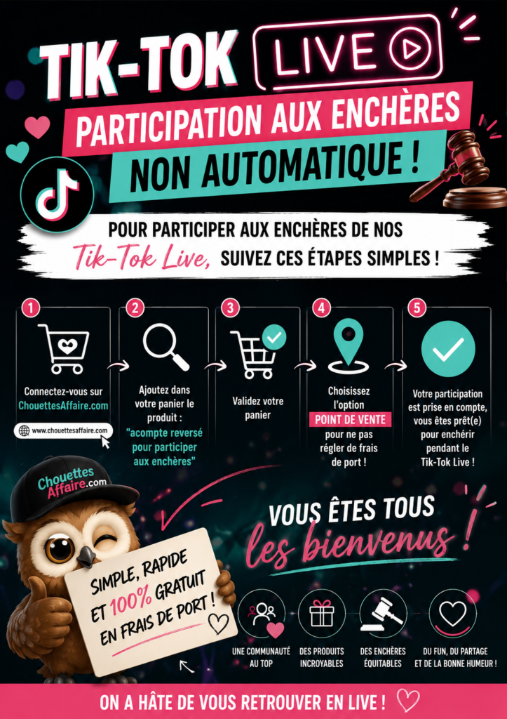 Acompte reversé de 10€ pour participer aux enchères non automatique sur Tik Tok shop